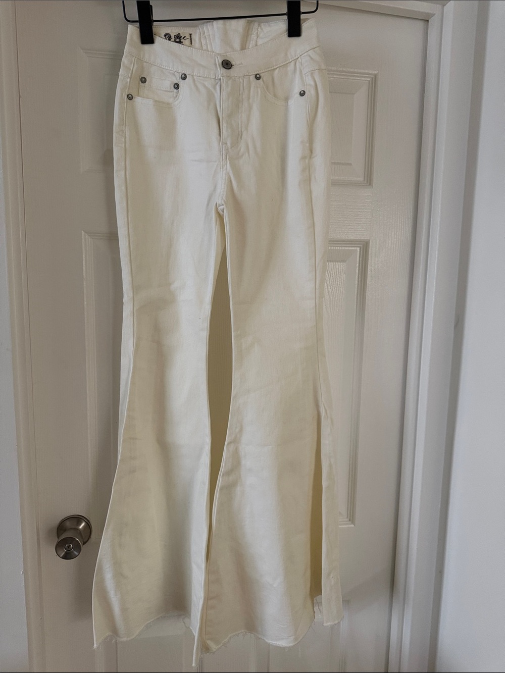 We The Free White Wide-Leg Flare Jeans